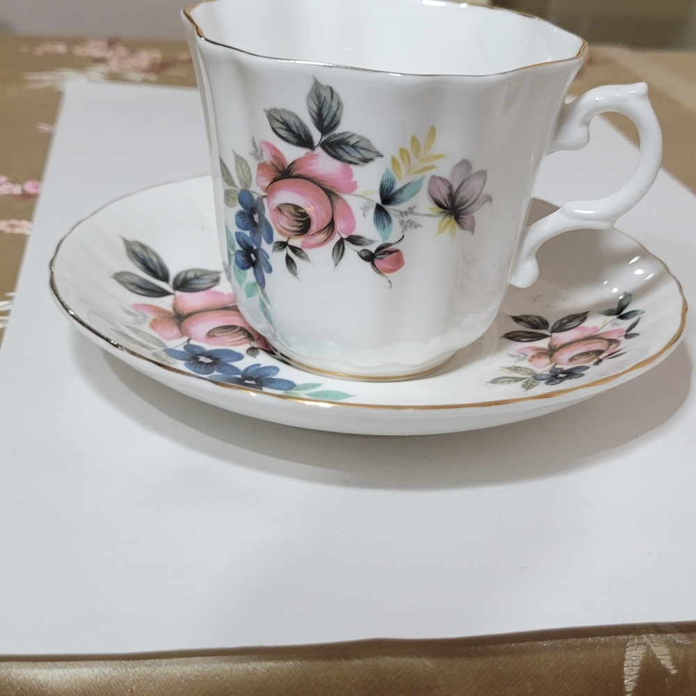 Royal Grafton Floral Teacup and Saucer Set~ England